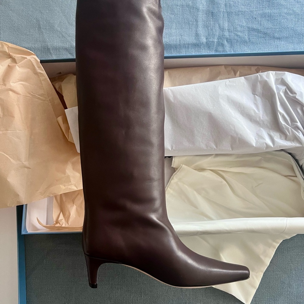 STAUD Dark Brown Wally Heeled Boots